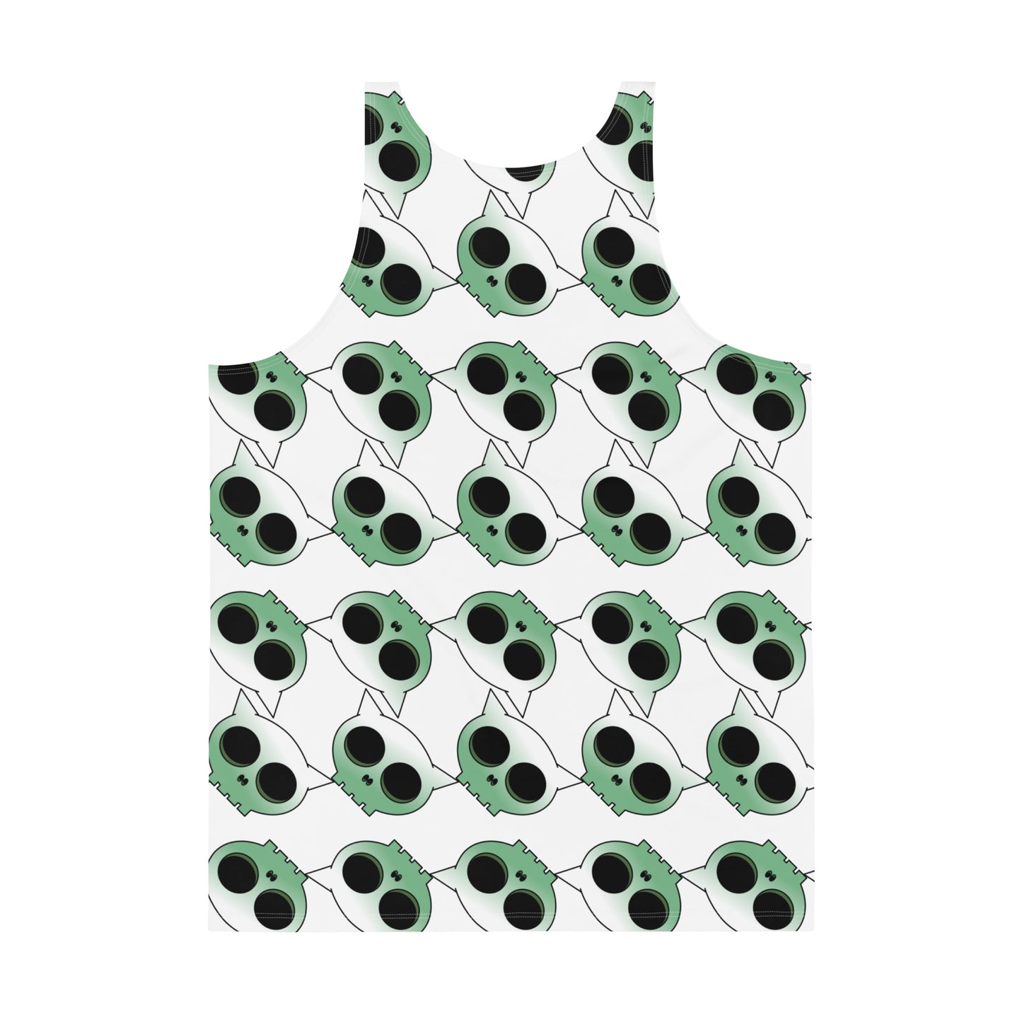 Green Kitty Skull Argyle - Unisex Tank Top