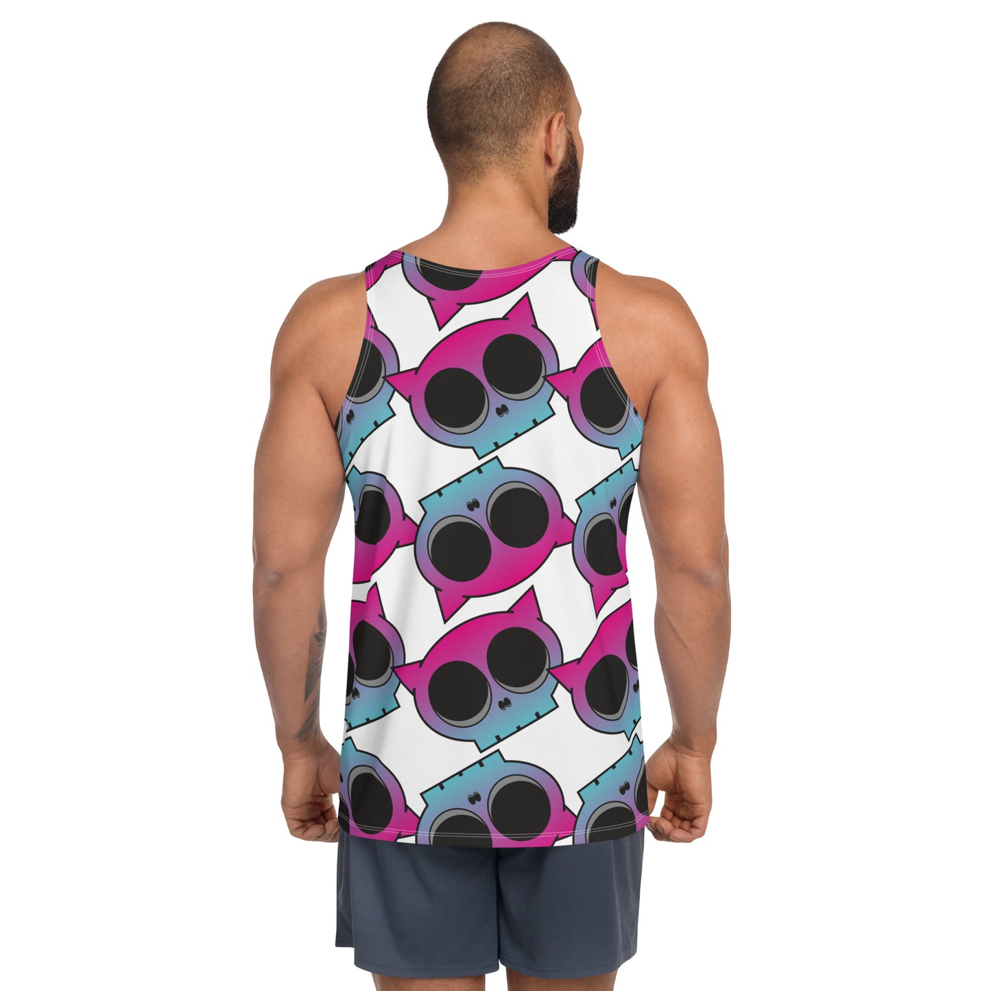 Pink Kitty Skull Argyle - Unisex Tank Top