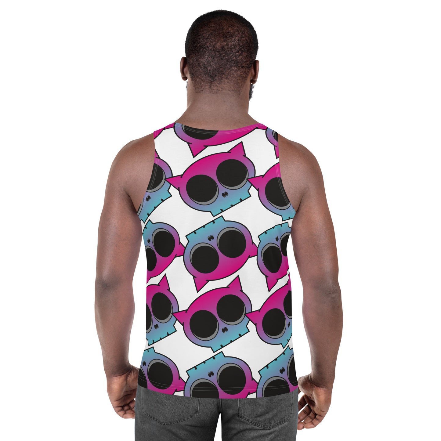 Pink Kitty Skull Argyle - Unisex Tank Top