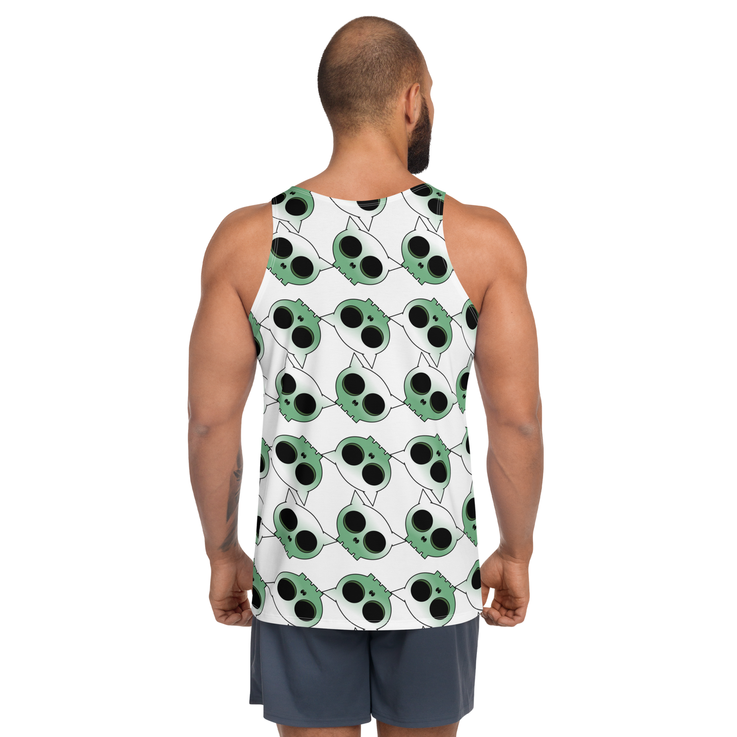 Green Kitty Skull Argyle - Unisex Tank Top