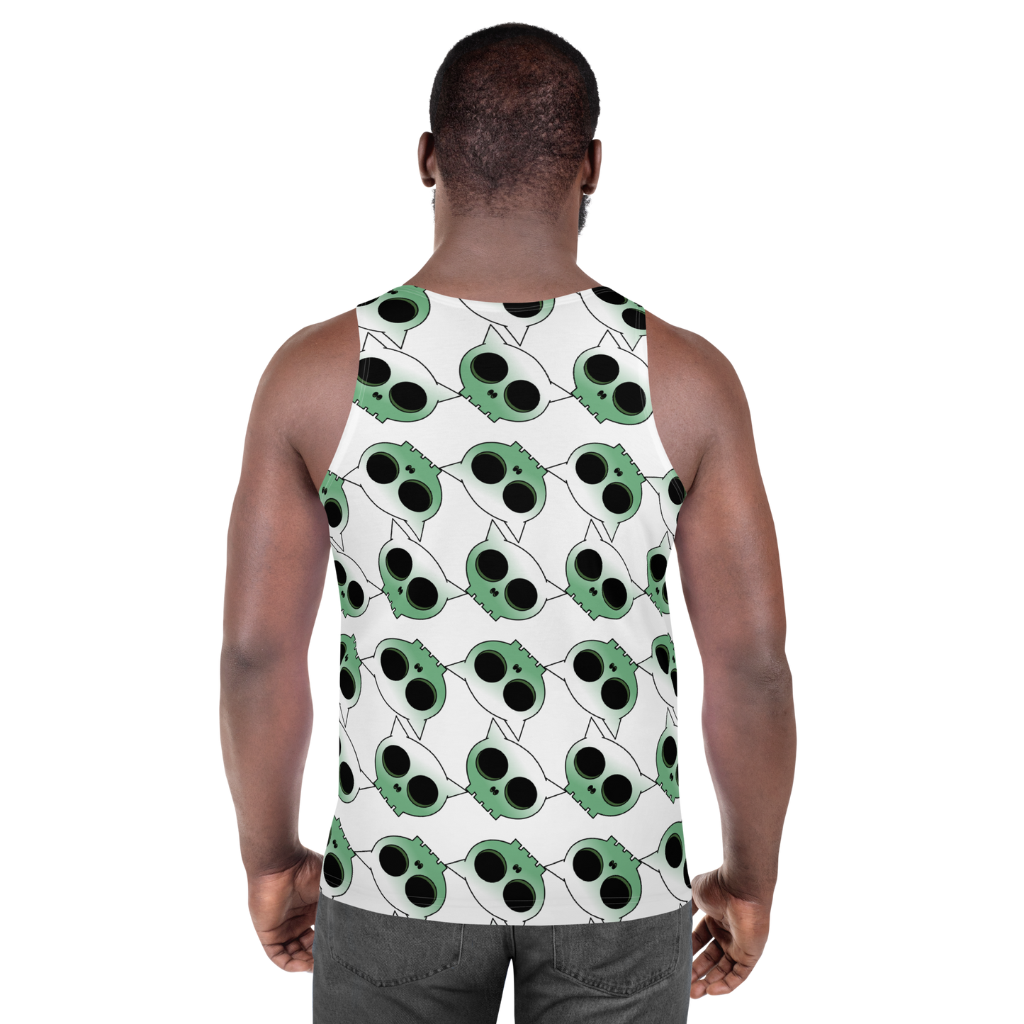 Green Kitty Skull Argyle - Unisex Tank Top