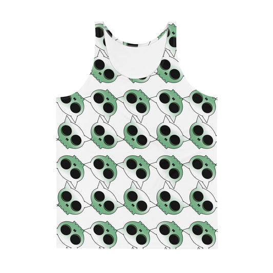 Green Kitty Skull Argyle - Unisex Tank Top