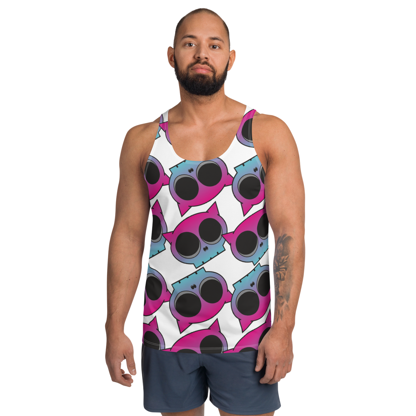 Pink Kitty Skull Argyle - Unisex Tank Top