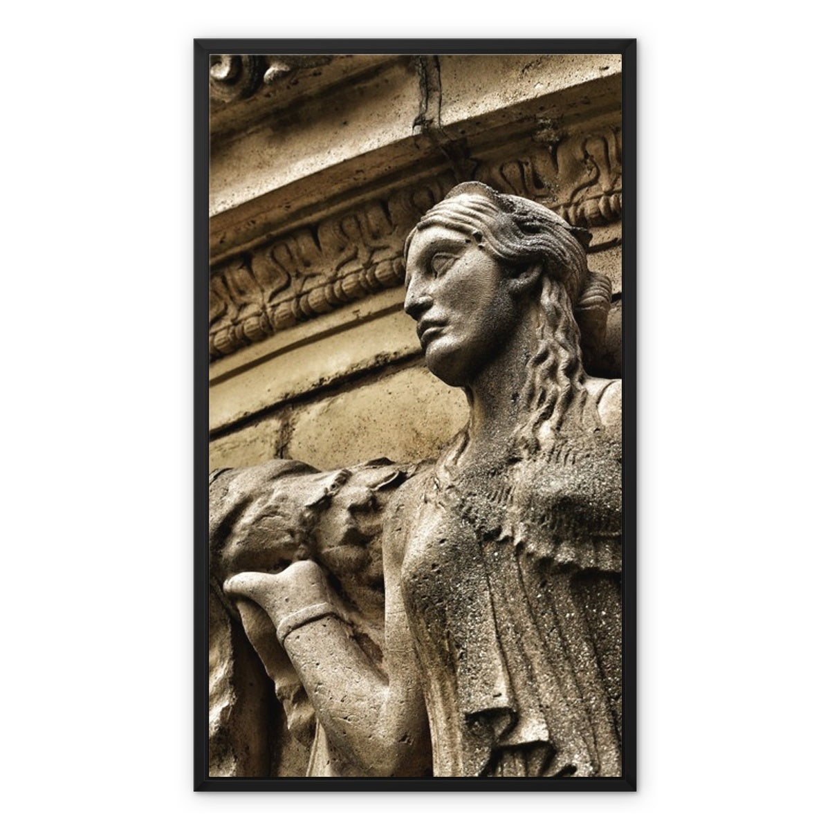 Woman In Stone Framed Canvas