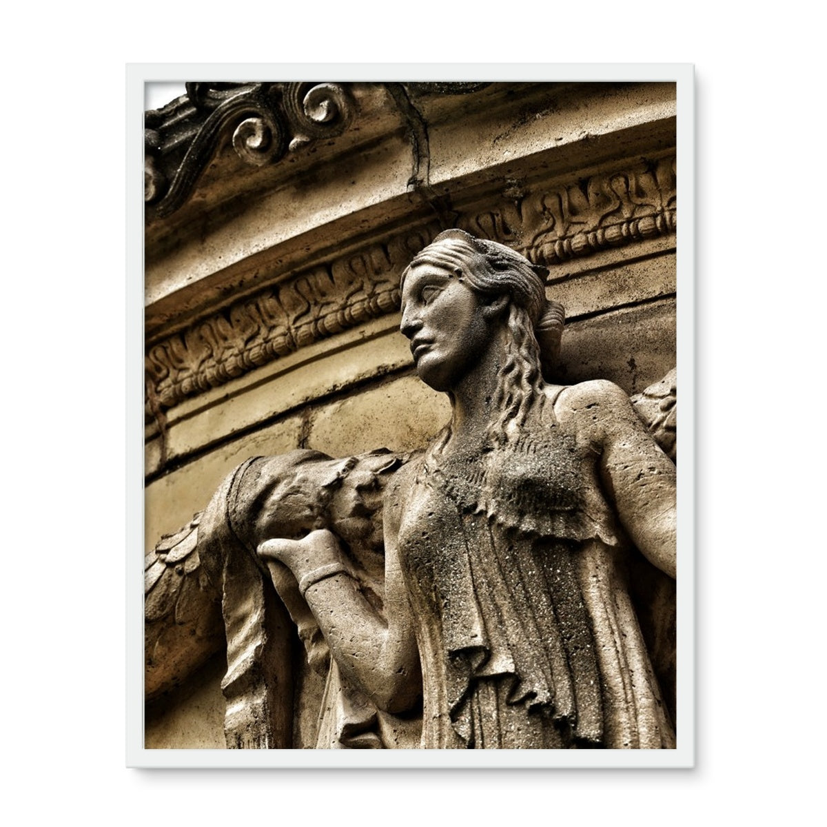 Woman In Stone Framed Photo Tile