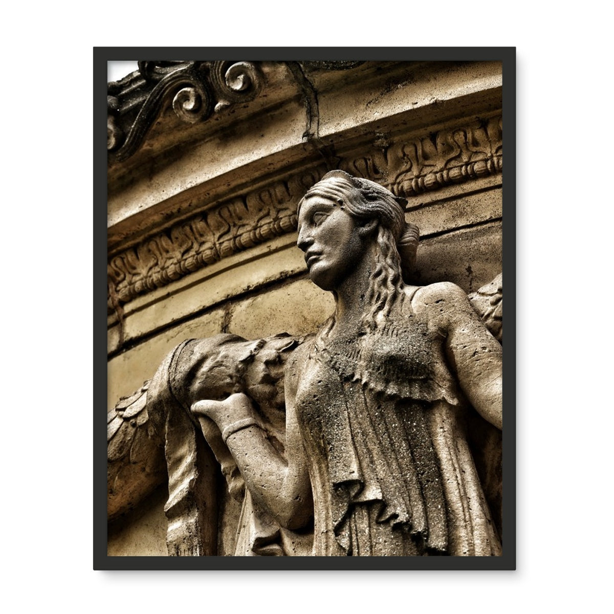 Woman In Stone Framed Photo Tile