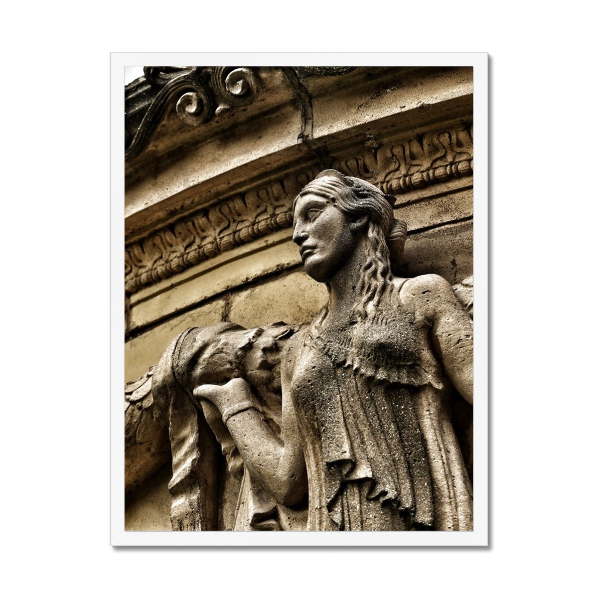 Woman In Stone Framed Print