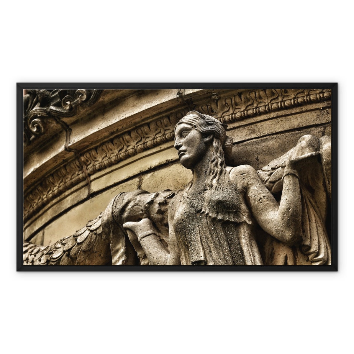 Woman In Stone Framed Canvas