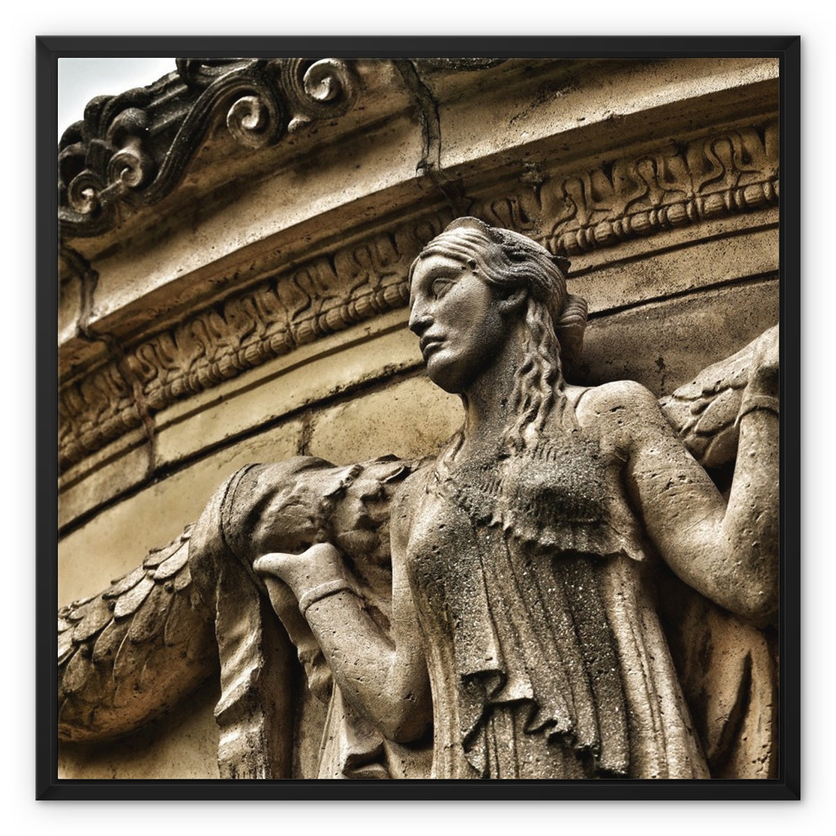 Woman In Stone Framed Canvas